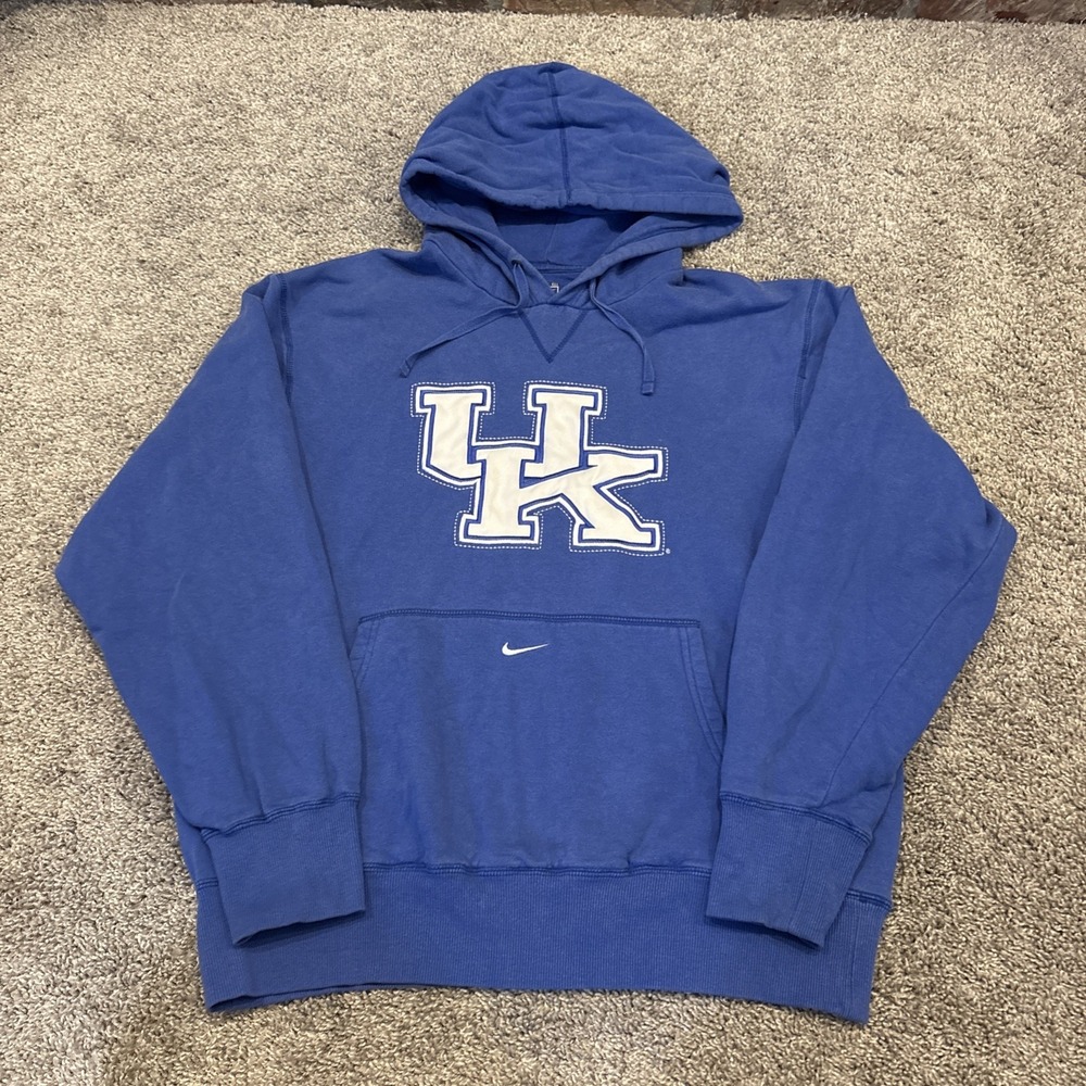 Y2K Nike TEAM Issue Center Swoosh University Kentucky Hoodie Sweatshirt Medium
